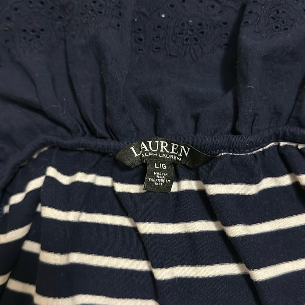 Lauren Ralph Lauren Striped Navy Top